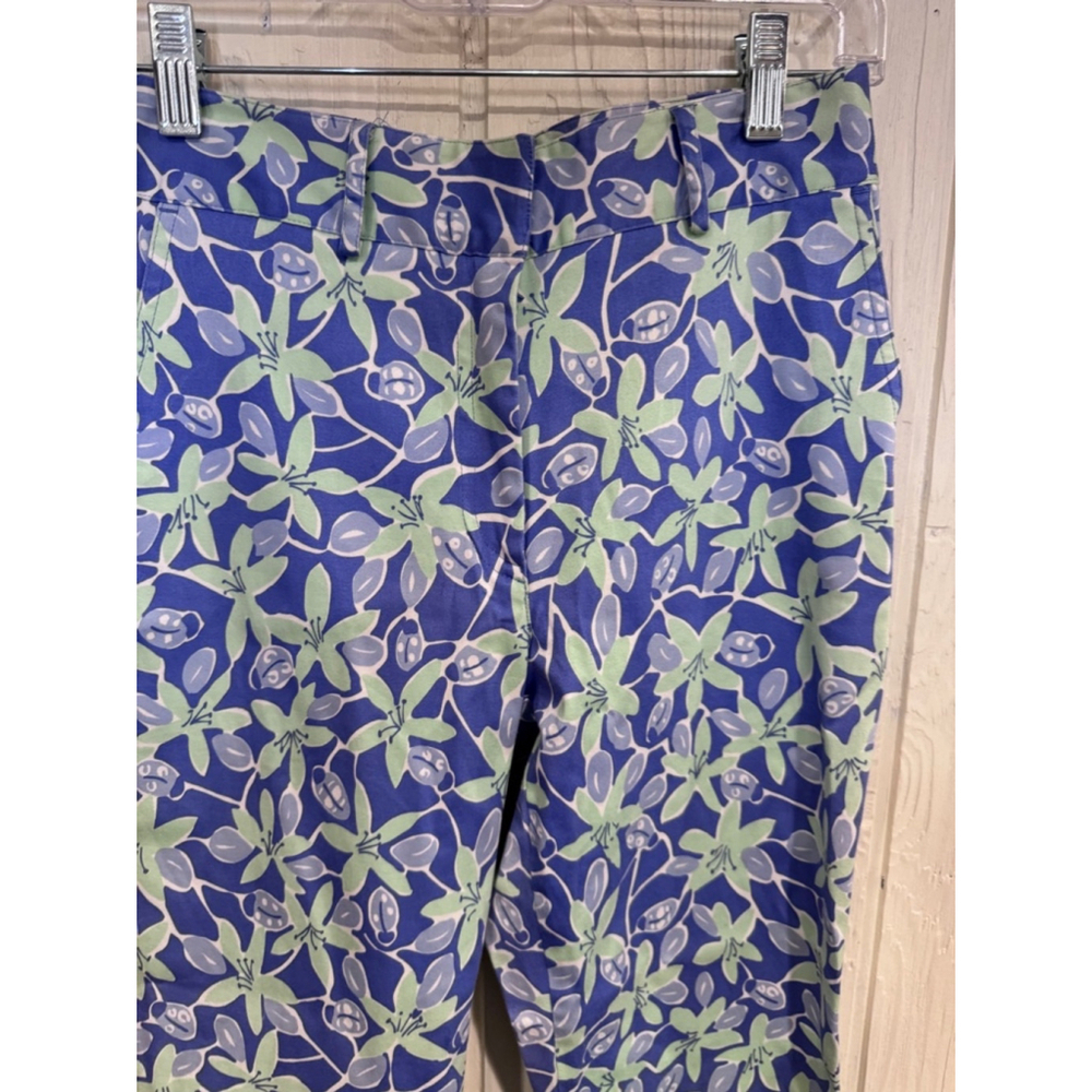 Lilly Pulitzer Floral Blue Green Ankle Pants Size 4 - Picture 3 of 10